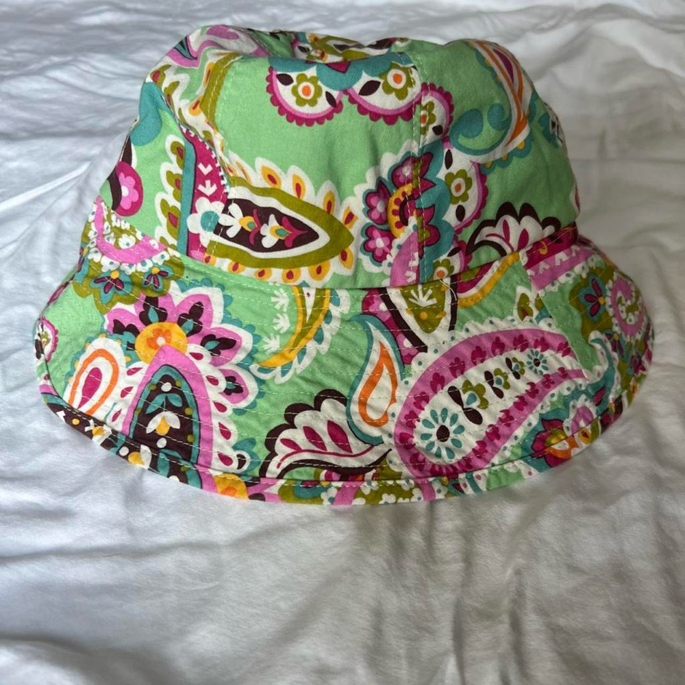 Vera Bradley Kids Paisley Bucket Hat - Green and Pink